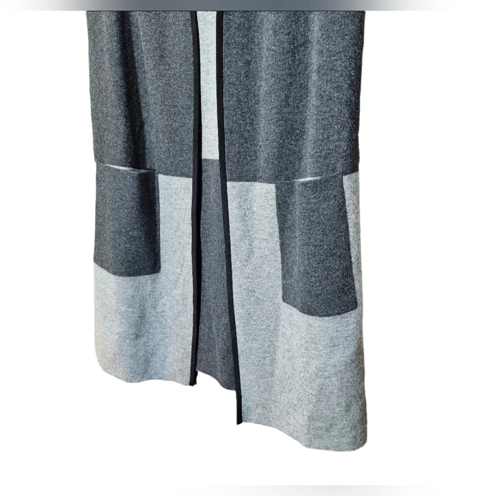 LAFAYETTE 148 $499 Retail New York Sleeveless Colorblock Cardigan, Medium, Gray - Picture 2 of 6